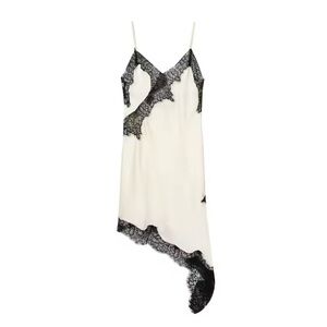 NWT - Lace Silk Slip Dress White & Black - Mini Dress - Y2K -Bohemian Zara Like